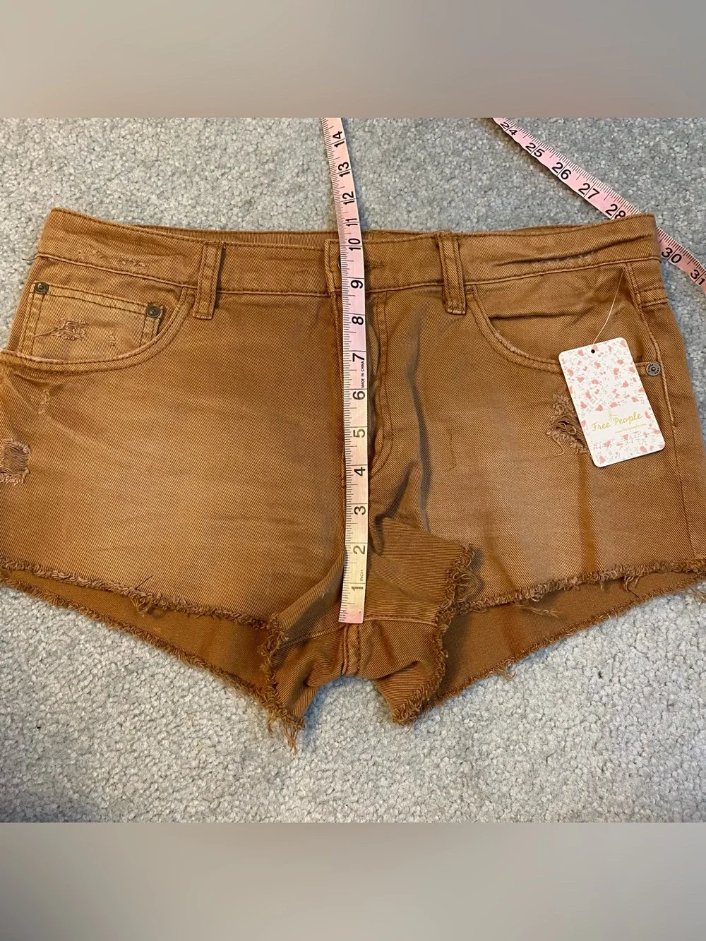Free People NWT Burnt Orange Distressed Denim Jeans Womens 28